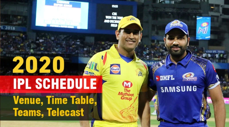 IPL 2020 Schedule, Venue, Time Table, Teams, Fixtures, Telecast, Match List PDF IPL 2020 Schedule